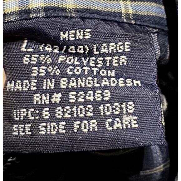 Puritan Large Long Sleeve Mens Shirt Button Down Collar Plaid Office Career Dad - Picture 5 of 8